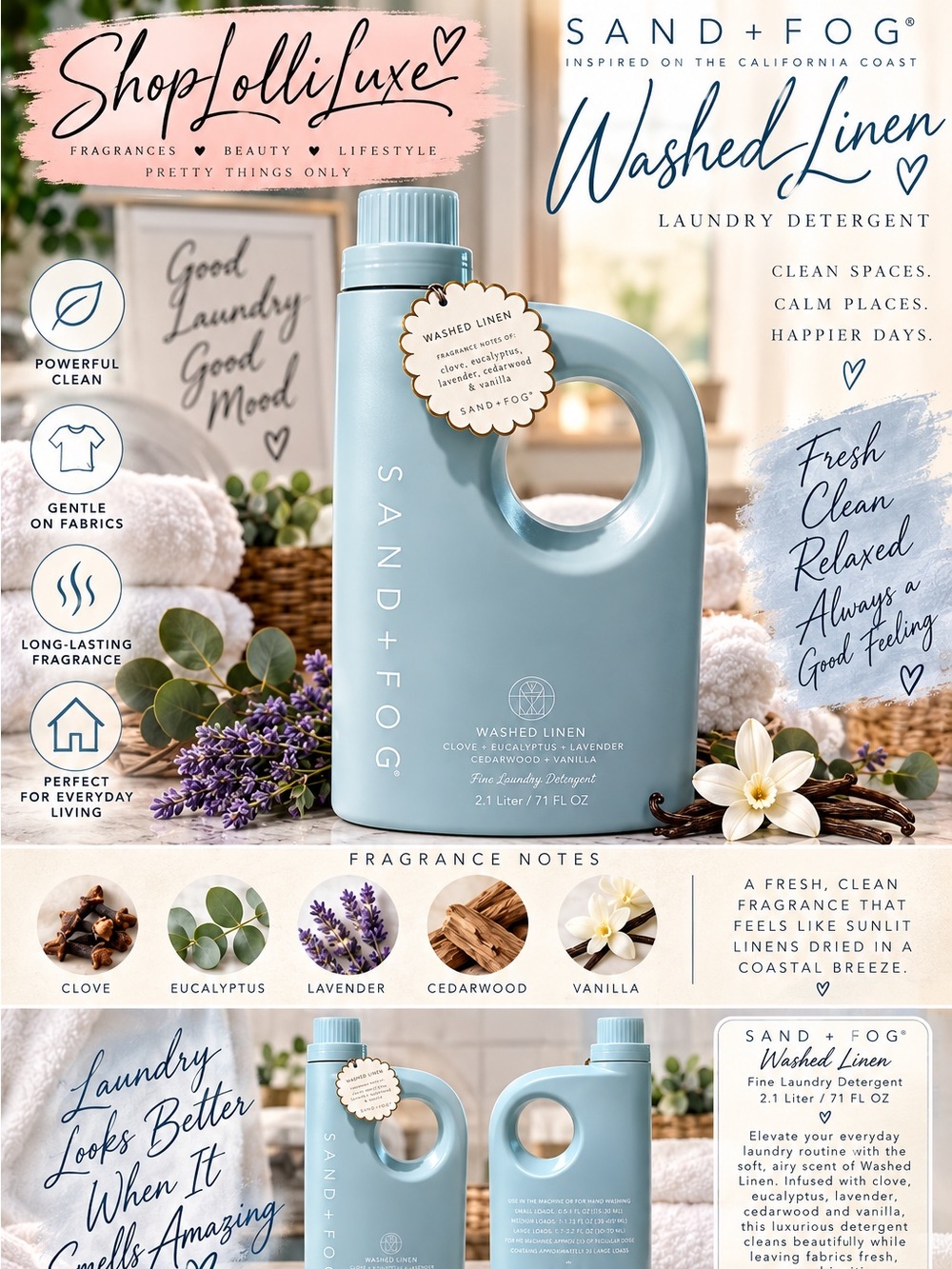 Sand + Fog Washed Linen Laundry Detergent - Fresh Blue
